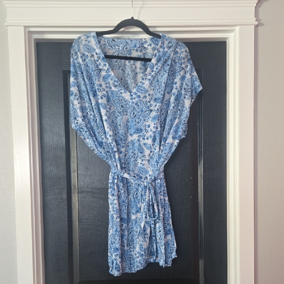 H&M Paisley Sheer Caftan Tunic Beach Cover-Up Size Large - Picture 1 of 9